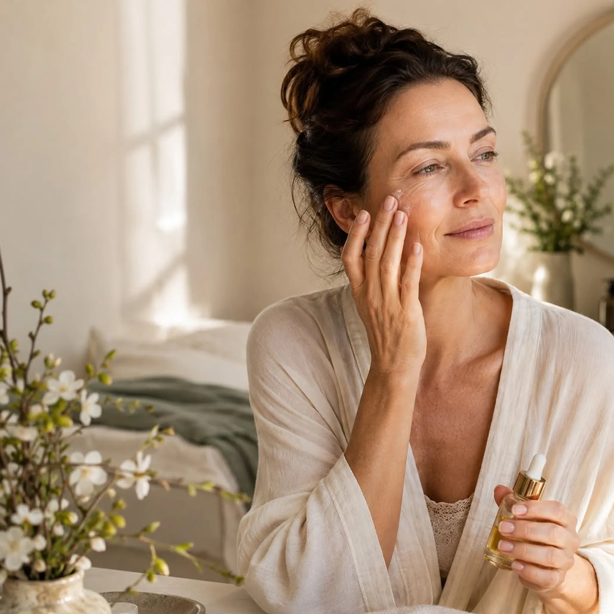 close-up of skincare cream application