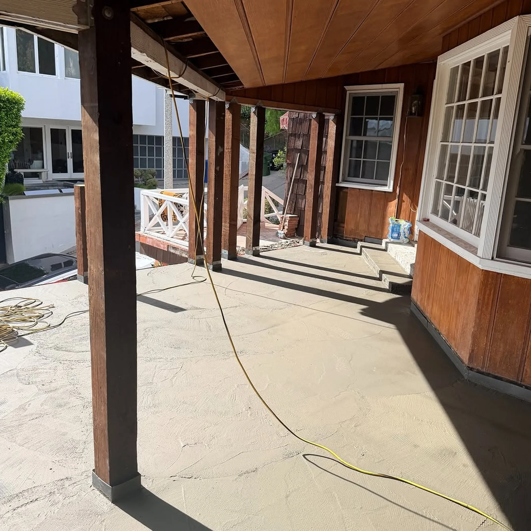 balcony structure undergoing restoration