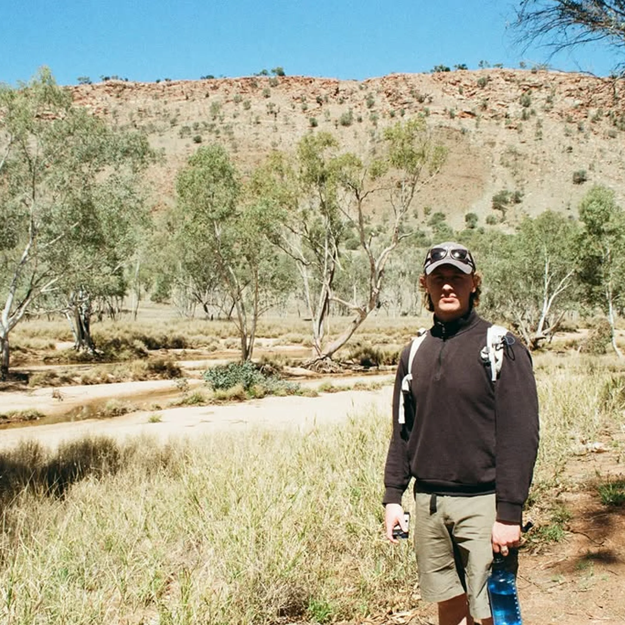 hiker on arid northern territory trail