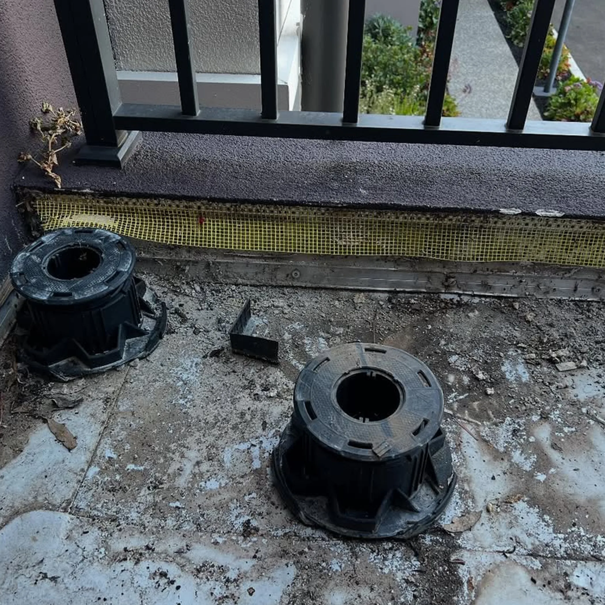 damaged balcony with failed waterproofing