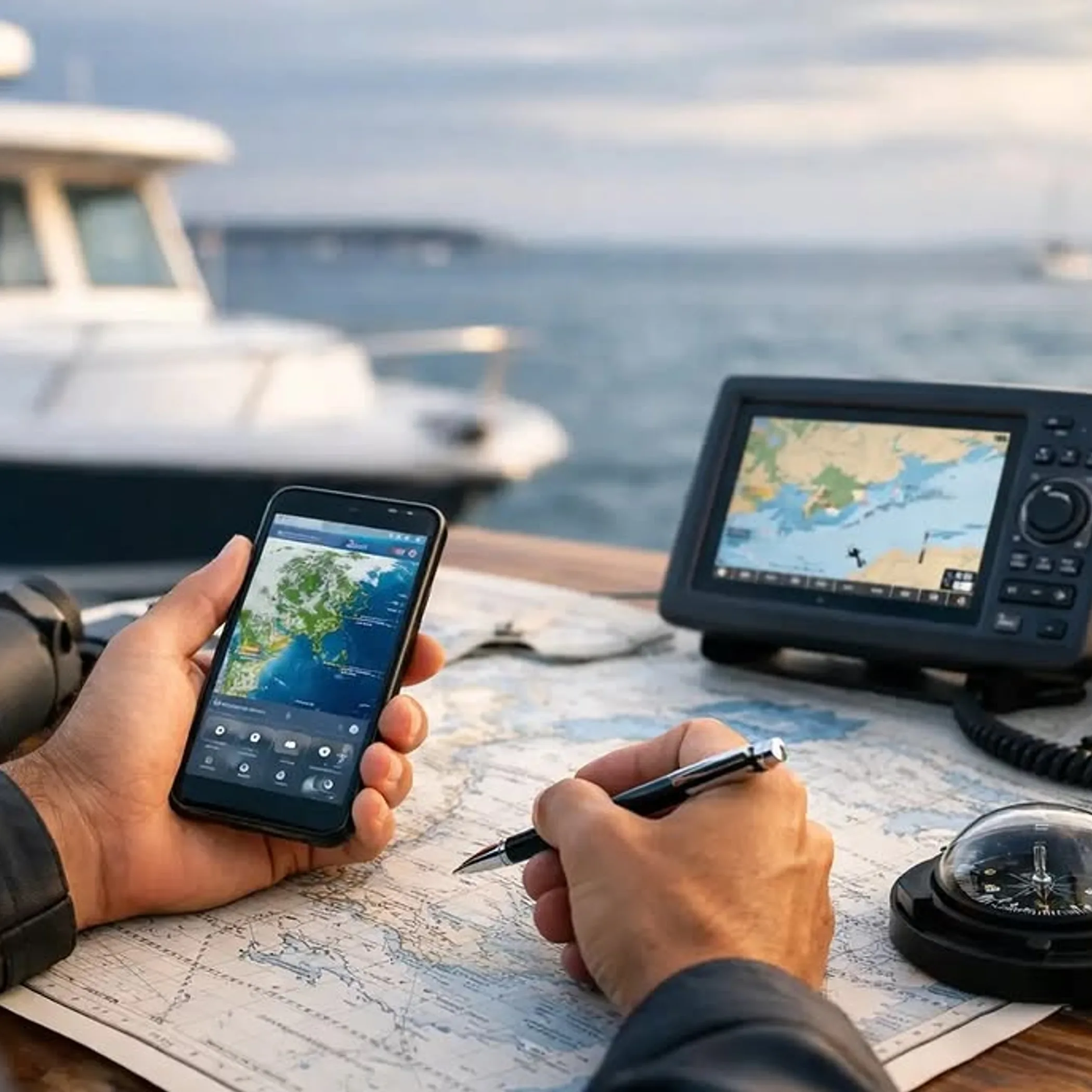 coastal boat with navigation tools