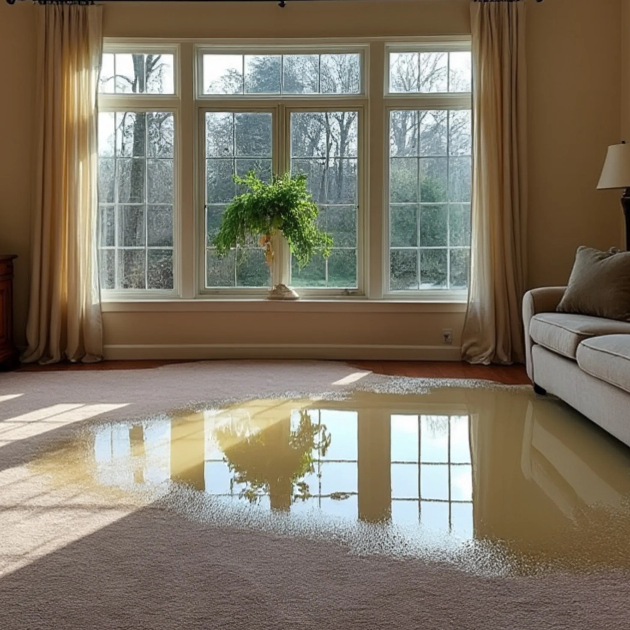 standing water on saturated carpet